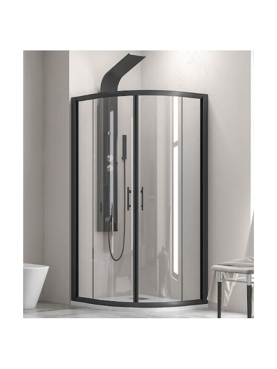 Karag Flora 200 Cabin for Shower Semi-circular with Sliding Door 90x90x190cm Clear Glass Nero