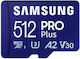 Samsung Pro Plus (2023) microSDXC 512GB Clasa 10 U3 V30 A2 UHS-I cu cititor USB