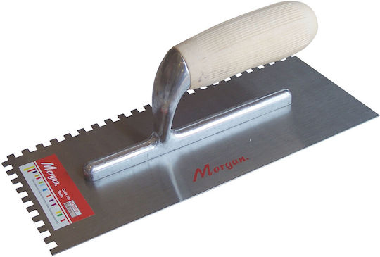 Morgan Tile Spatula Metallic Serrated 10x10mm with Wooden Handle 29992