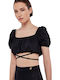 Women's Summer Blouse Short Sleeve Black