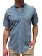 Dors Men's Shirt Short Sleeve Cotton Checked Blue