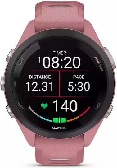 Garmin Forerunner 265s 42mm Wasserdicht Smartwatch mit Pulsmesser (Light Pink/Whitestone)