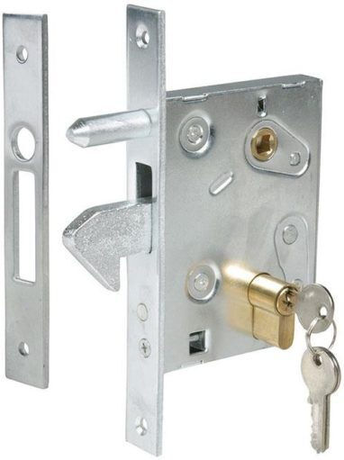 Recessed Lock with Cylinder and Center 60mm Silver