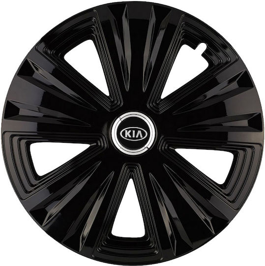 Jestic Set Capace De Roți Auto Compatibile Kia 4 Bucăți 15" Negre/Negre