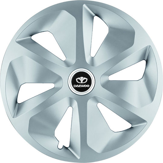 Jestic Car Hubcap Set with Daewoo Emblem 15" 4pcs Silver
