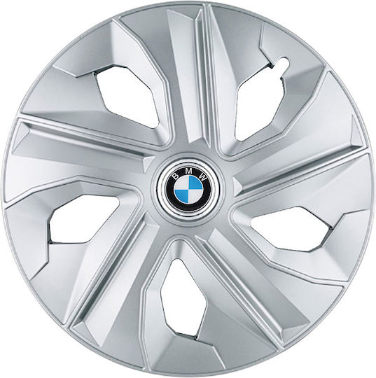Jestic Car Hubcap Set with Bmw Emblem 15" 4pcs Silver