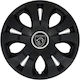 Jestic Car Hubcap Set with Peugeot Emblem 16" 4pcs Black /Black