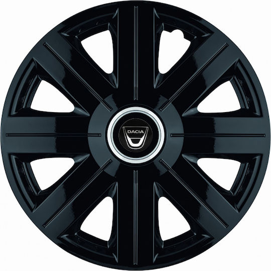 Jestic Car Hubcap Set with Dacia Emblem 14" 4pcs Black