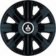 Jestic Car Hubcap Set with Mitsubishi Emblem 14" 4pcs Black