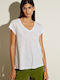 BSB Women's T-shirt with V Neckline White