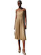 Summer Midi Evening Dress Wrap Gold