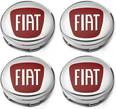 Capace Centru Roată Fiat cu Diametru Interior 60mm Roșu/Chrom 4buc
