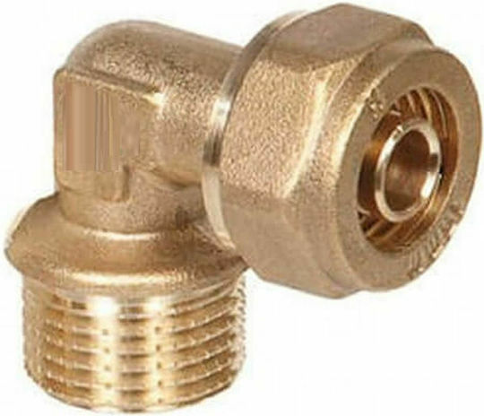 Pipe Elbow Fitting Brass 1/2" Male 16mm 64032
