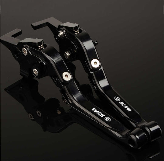 Moto Discovery Set of Motorcycle Brake/Clutch Levers Flexible Adjustable for Sym Cruisym 300 Black 713001/MXTL
