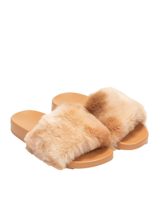 Issue Fashion Women's Slippers with Fur Beige 0531/8003700