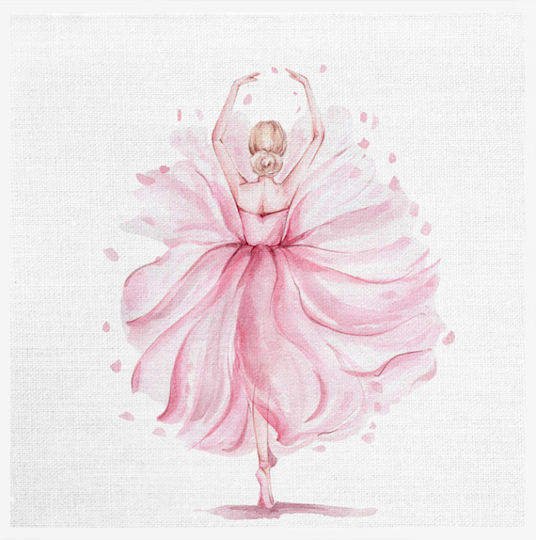 Walls Kids Wall Art Ballet Dancer Pink Dress with White Frame on Canvas 20x20cm