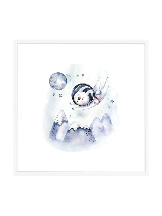 Walls Kids Wall Art Bunny in Space with White F...