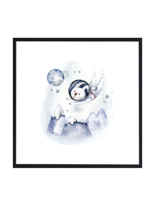 Walls Kids Wall Art Bunny in Space with Black W...
