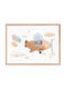Walls Kids Wall Art Elephant and Airplane Wooden Framed 40x30cm