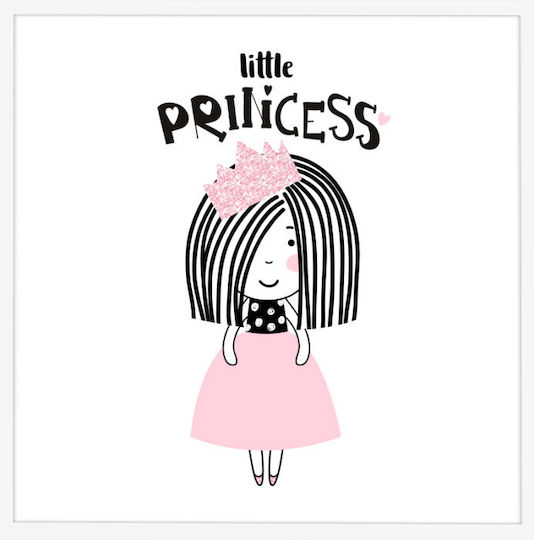 Walls Παιδικό Κάδρο Pink Little Princess με Λευκή Κορνίζα από Ξύλο 30x30εκ.