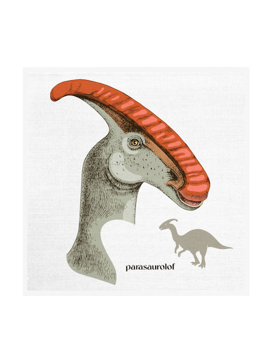 Walls Kids Wall Art Unique Dinosaur with White Frame from Wood 50x50cm