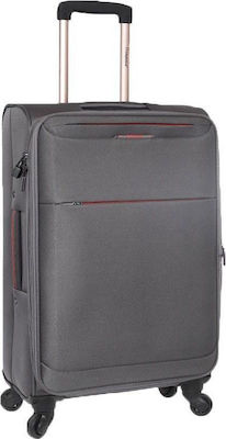 Diplomat Medium Travel Suitcase Fabric Grey with 4 Wheels Height 68cm.