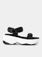 Women's Flat Sandals with Strap in Black Color
