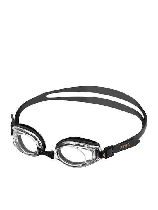 Amila Swimming Goggles Adults For Myopia with Anti-Fog Lenses Black