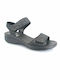 Imac Leather Women's Flat Sandals Anatomic in Black Color