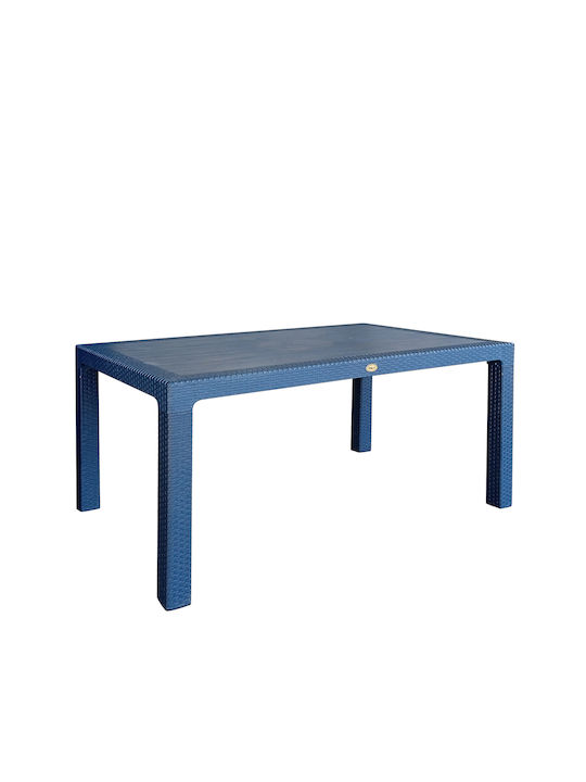 Eco Outdoor Dinner Polypropylene Table Blue 90x150xcm