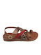 Leather Women's Flat Sandals with Strap
