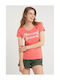 Mustang Damen Sportlich T-shirt Rosa