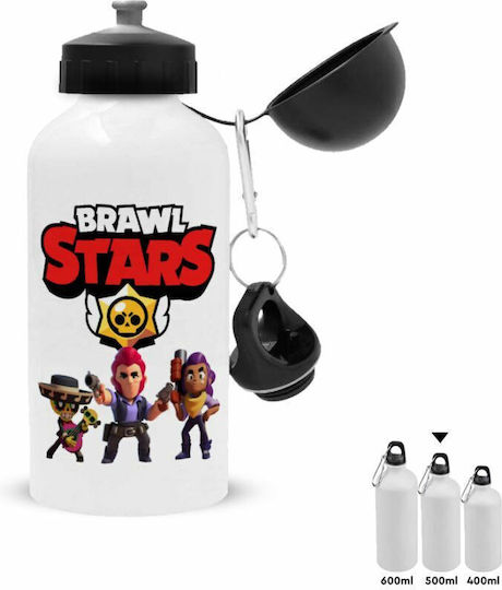 Koupakoupa Παιδικό Παγούρι Brawl Stars Αλουμινίου με Καλαμάκι Λευκό 500ml