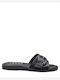 Zakro Collection Leather Women's Flat Sandals in Black Color