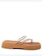 Flache Sandalen für Damen Flatforms in Tabac Braun Farbe