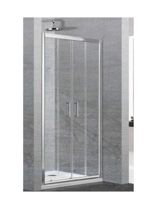 Aquarelle CLEVER 80 Duschwand für Dusche mit Schieben Tür 150-154x190cm Spiegel Chrom