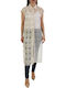 Women's Summer Crop Top Cotton Short Sleeve Checked White