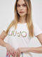 Liu Jo Damen Sportlich T-shirt Blumen Weiß