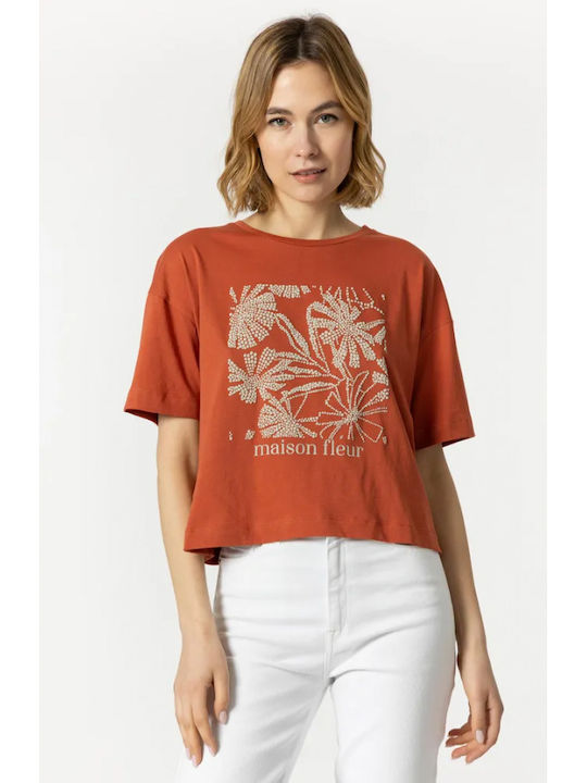 Tiffosi Γυναικείο Oversized T-shirt Πορτοκαλί
