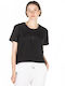 District75 Women's Summer Crop Top Short Sleeve Black