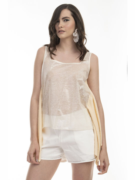 Raffaella Collection Women's Summer Blouse Sleeveless Beige