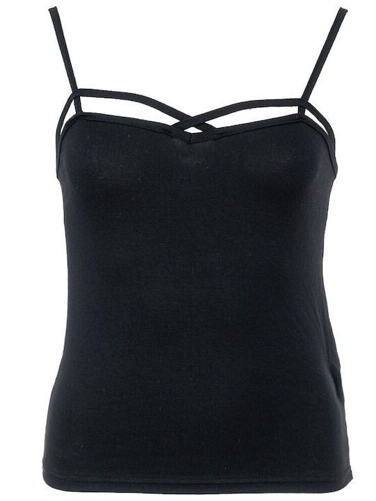 FantazyStores pentru Femei de Vară Bluză cu Bretele Neagră 35688