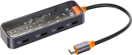 4Smarts 4 Ports USB 3.0 Hub with USB-C Connection Gray