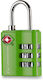 Lifeventure Combi Locks Stahl Vorhängeschloss Messing Kombination mit TSA-Zertifizierung 15mm Green 1Stück