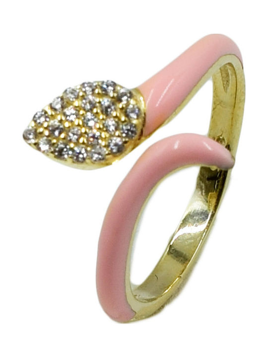 Poco Loco Damen Ring mit Emaille aus Silber Vergoldet