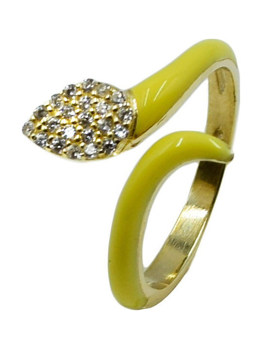 Poco Loco Damen Ring mit Emaille aus Silber Vergoldet