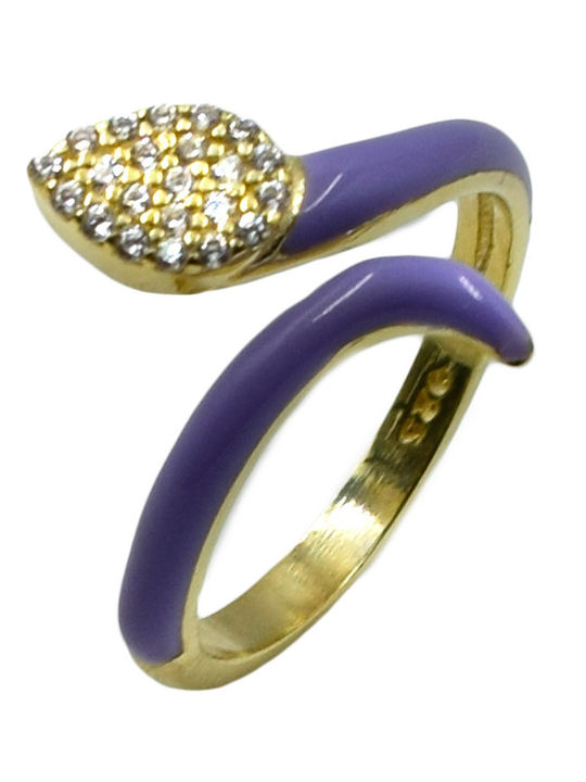 Poco Loco Damen Chevalier Ring mit Steinen & Emaille aus Silber Vergoldet