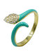 Poco Loco Damen Ring mit Emaille aus Silber Vergoldet