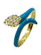 Poco Loco Damen Ring mit Steinen & Emaille aus Silber Vergoldet