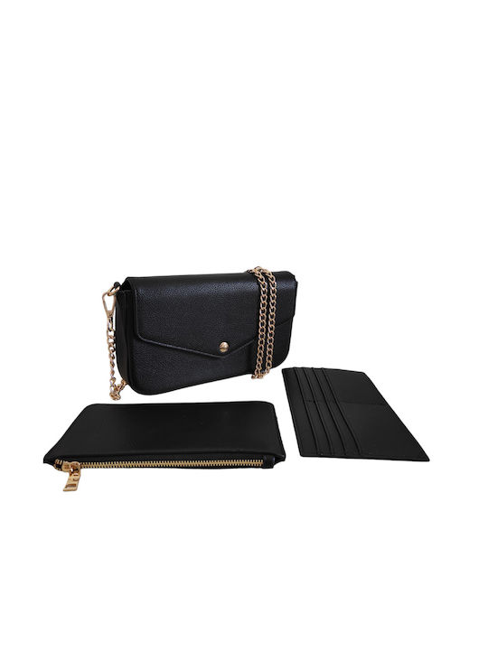 GEANTĂ CROSSBODY NEGRU CU PORTOFEL